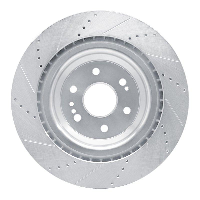 Cadillac Escalade Brake Rotor (1) - Front Right - R1 Concepts - Drilled & Slotted - Silver - `14-`20